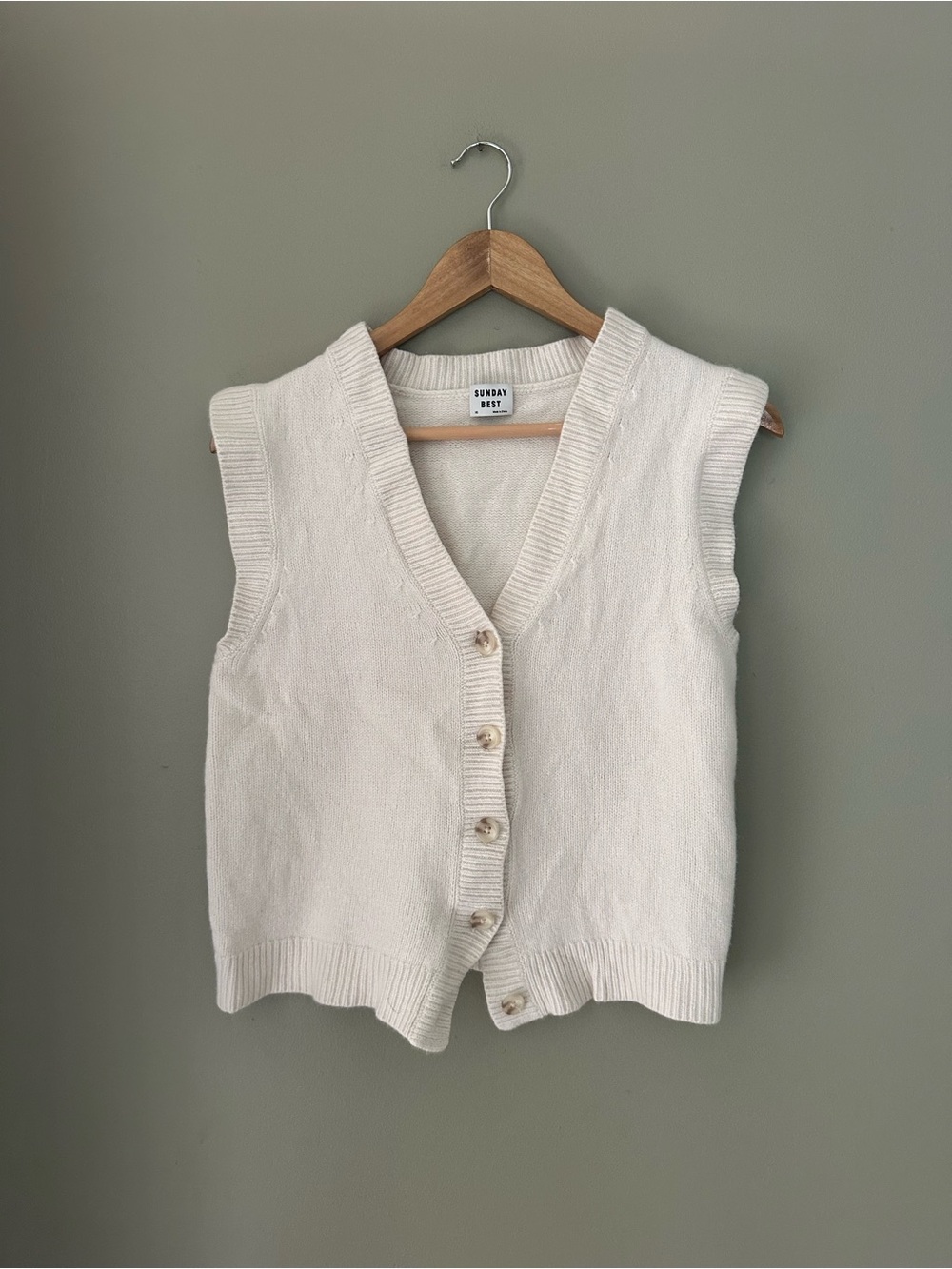 Sunday Best Ivory Button-Front Knit Vest